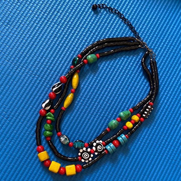 Jewelry - Colorful and black Beaded triple Necklace